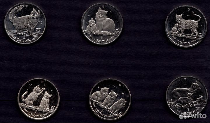 Монеты Острова Мэн с породами кошек