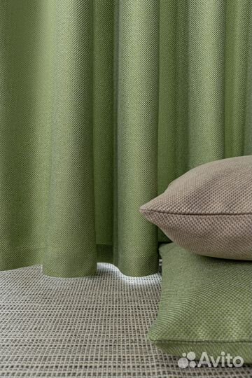 Комплект портьер рогожка Орфей Лайм шторы