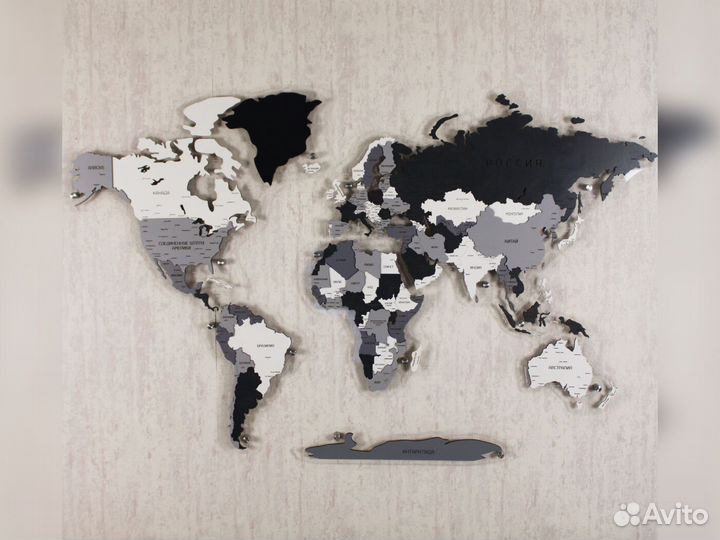 Деревянная карта мира на стену