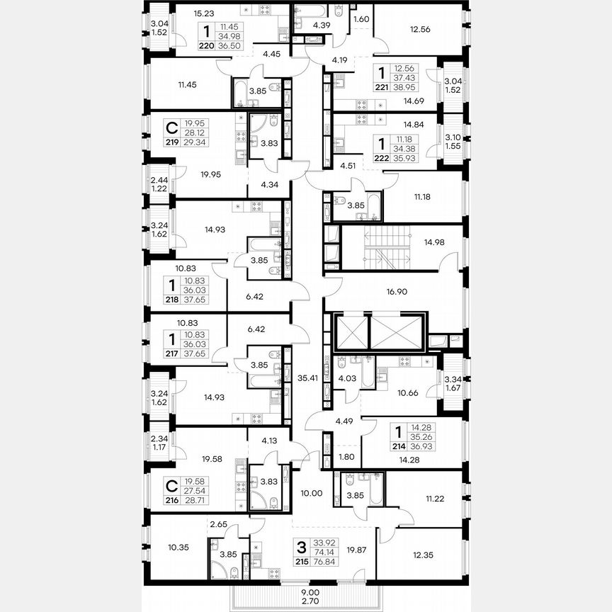 1-к. квартира, 39 м², 9/15 эт.
