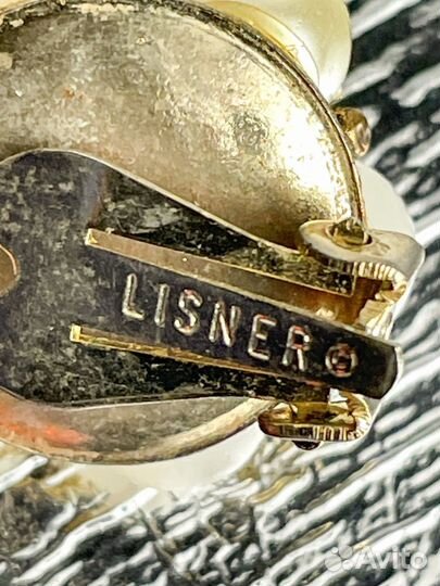 Винтаж клипсы белый цветок Lisner 60-80гг К16Д