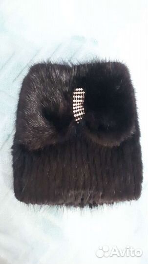 Шапка норковая вязаная женская