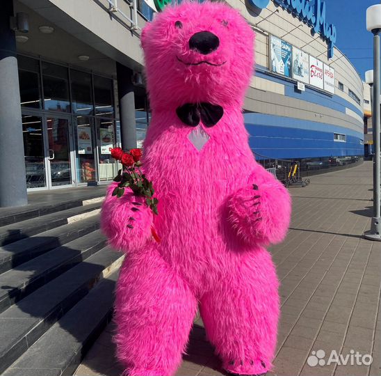 Розовый Мишка Ростовая кукла поздравление аниматор