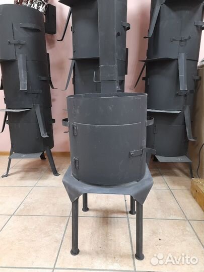 Печь под казан с дымоходом и дверцей 3мм