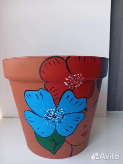 Кашпо для цветов ручная роспись