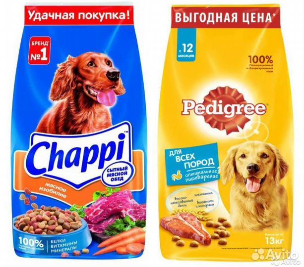 Корм для собак Chappi/Pedigree 15/13 кг