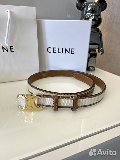 Комбинированный ремень из текстиля и кожи Celine