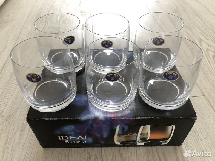 Набор стаканов,богемское стекло,Оригинал.новые