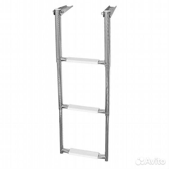 Трап телескопический складной узкий, 3 белых ступе