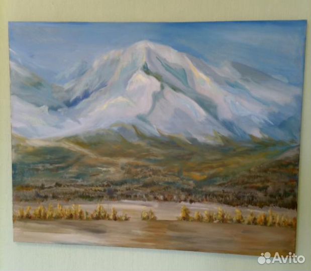 Картина маслом 72 х 91 см. Холст. Горы