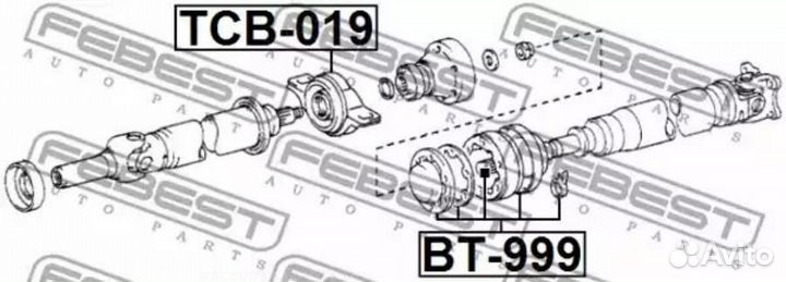Febest TCB-019 Подшипник опоры карданного вала зад
