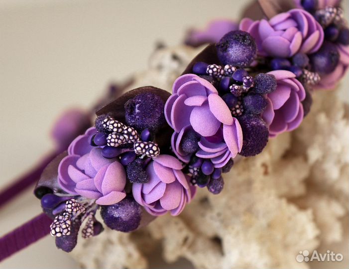 Ободок с цветами ручной работы