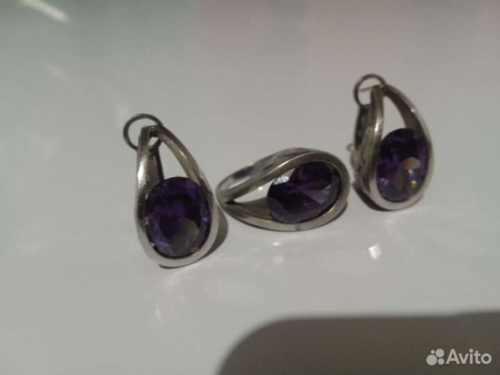 Серебрянный Комплект- Кольцо и серьги