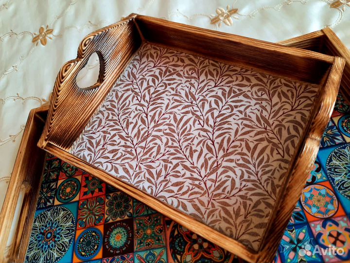 Набор подносов из натурального дерева