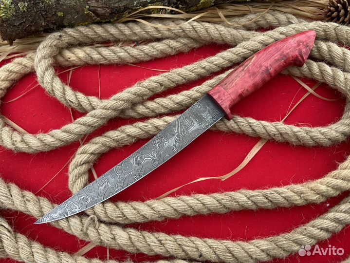 Филейный нож из дамасской стали