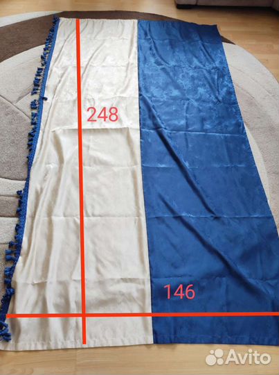 Шторы б/у сине-бежевые