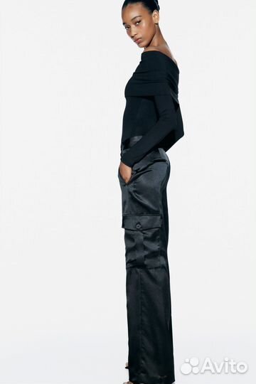 Сатиновые брюки карго zara