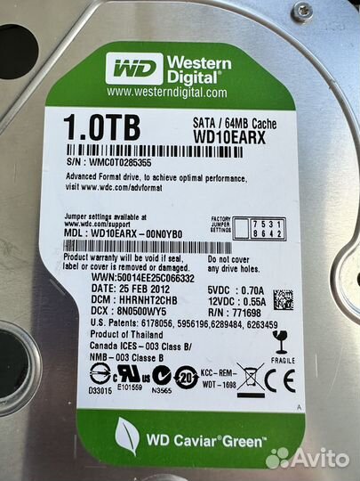 Жесткий диск Western Digital WD10earx 1Тб