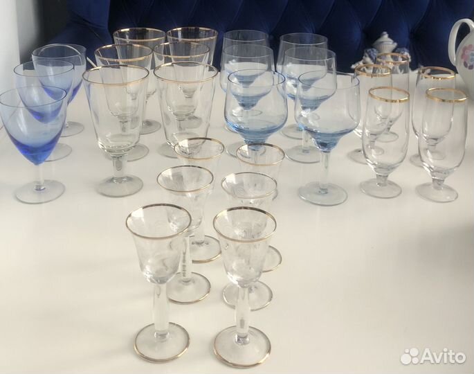 Фужеры рюмки бокалы цветное стекло