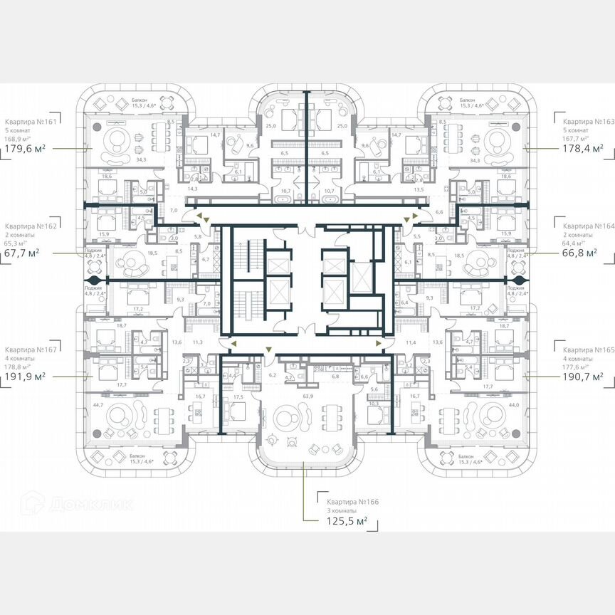 3-к. квартира, 178,8 м², 16/19 эт.