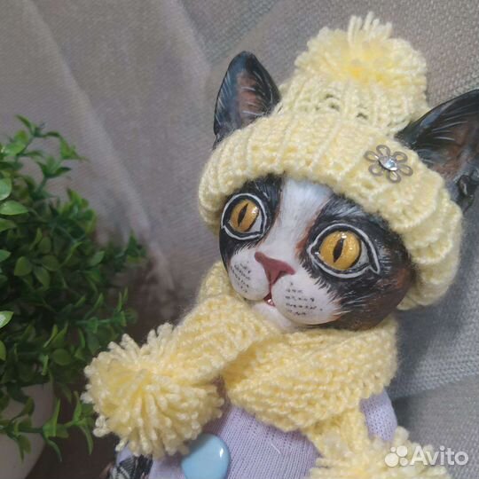 Котик плюшка игрушка ручной работы