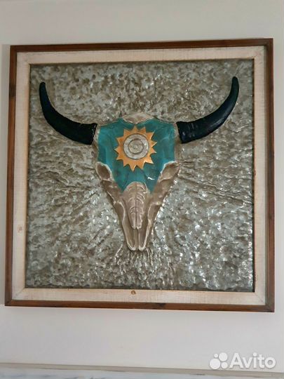 Дизайнерская картина, панно, бык, металл