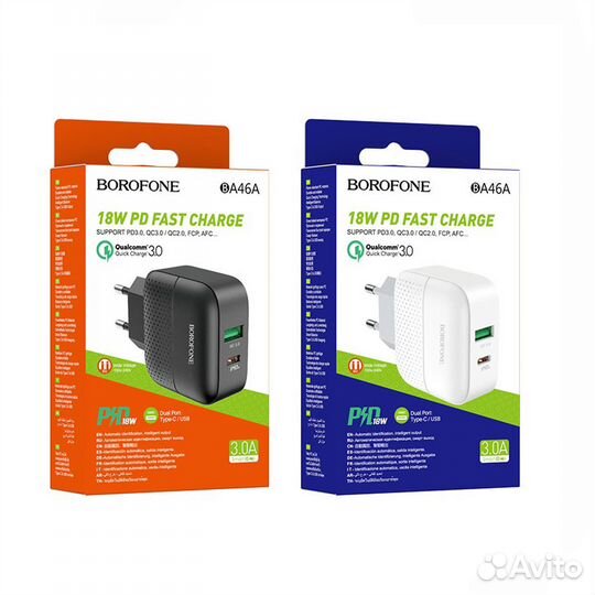 Блок питания сетевой 1 USB, Type-C Borofone BA46A