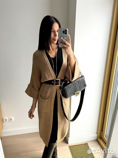 Кардиган вязаный бежевый / Новый