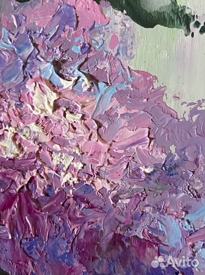 Картина маслом Сирень 30х20 см в раме