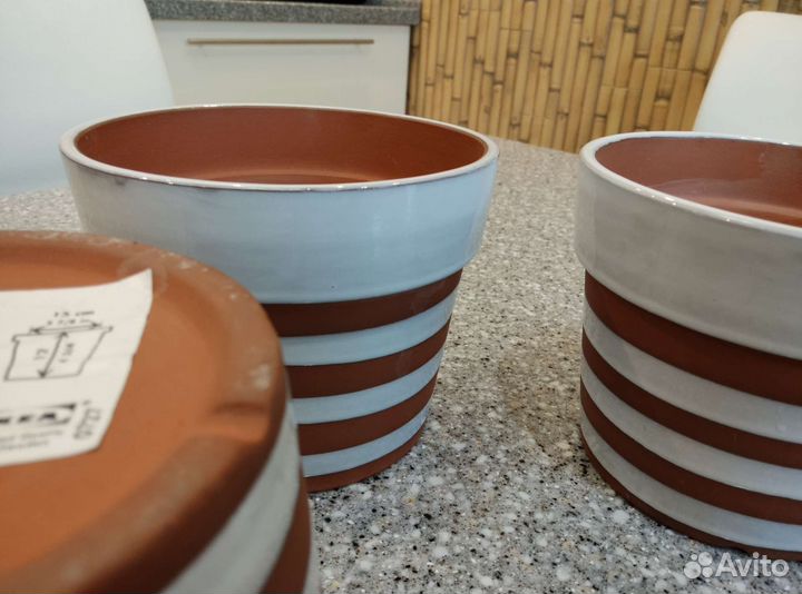 Керамические глиняные кашпо горшки для цветов Икеа