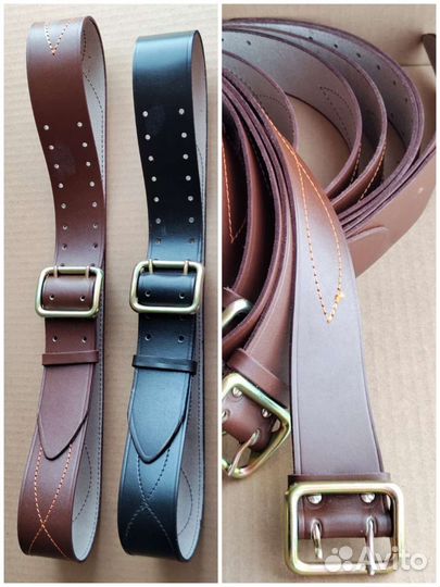 Ремни офицерские коричневые чëрные натуральн кожа