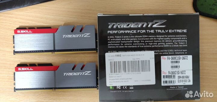 G.Skill trident Z F4-3600C15D-16GTZ 16 гб