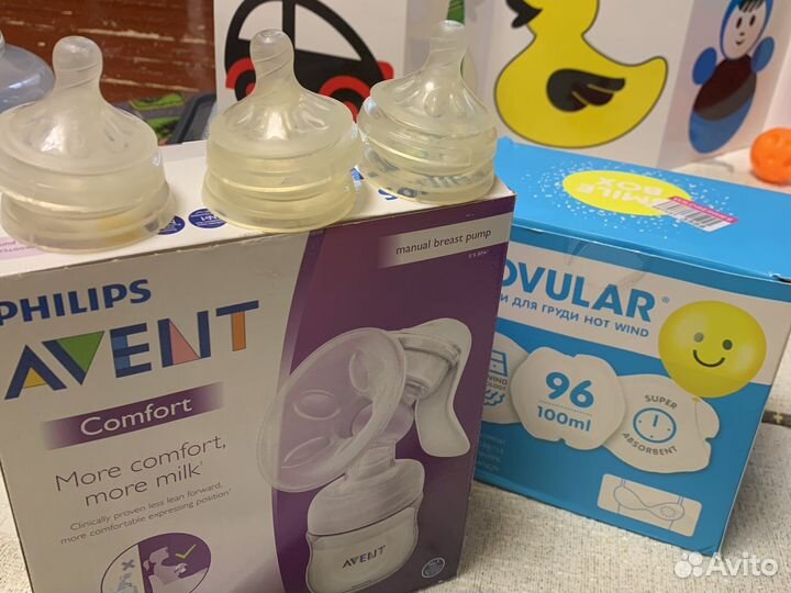 Молокоотсос Avent ручной+ лактационные вкладыши