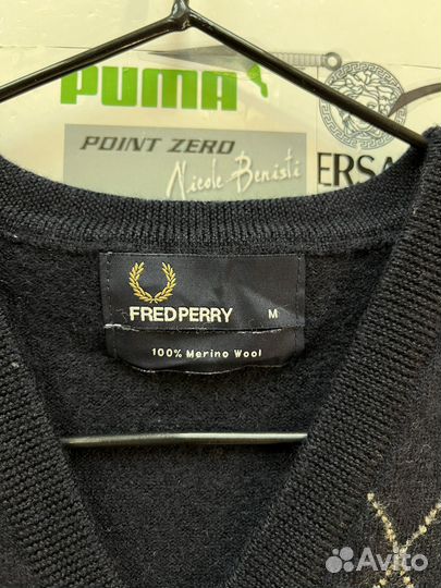 Шерстяная винтажная жилетка Fred perry оригинал