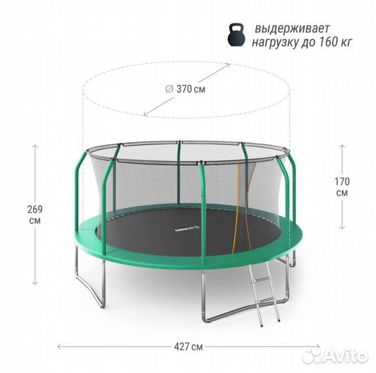 Батут unix Line supreme basic 14 ft (green)