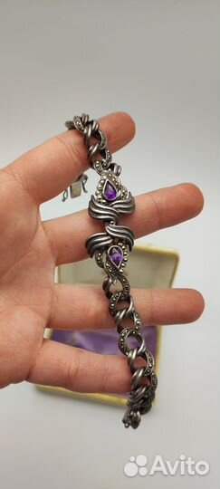 Брошь марказиты аметист серебро сер. XX в. № 28 37