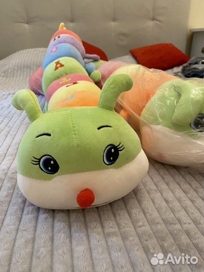 Подушка мягкая игрушка гусеница 90 см