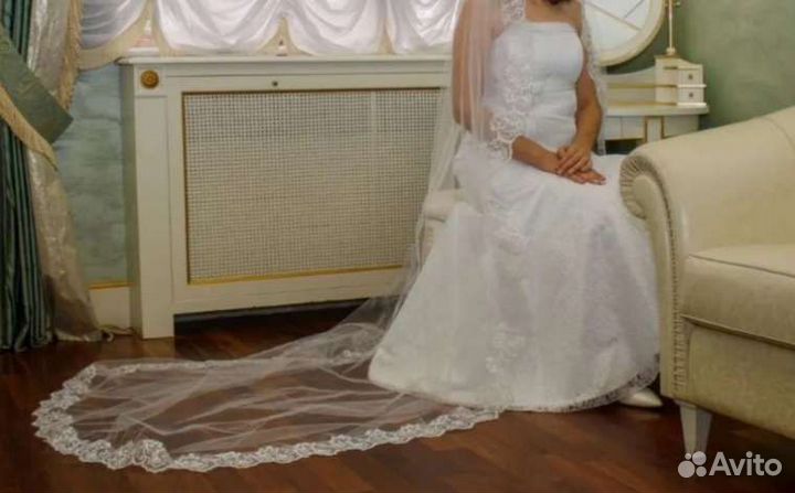 Свадебное платье 44 46 бу