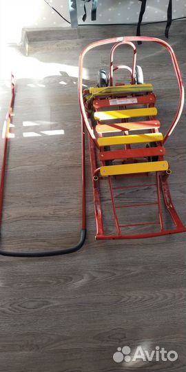 Детские санки с колесами санимобиль Тяни-Толкай