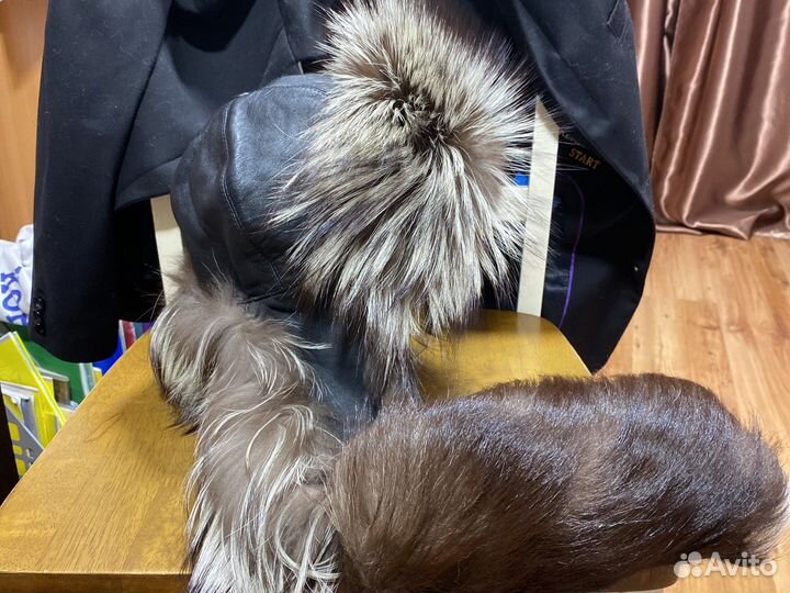 Шапка (чернобурка с хвостом) - 58-59 размер