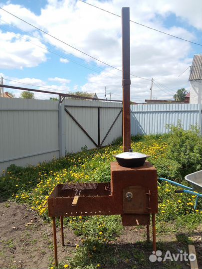 Печь для казана с мангалом