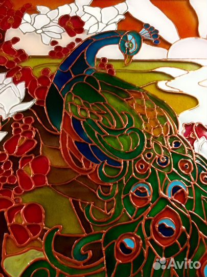 Картина в технике витражная роспись 