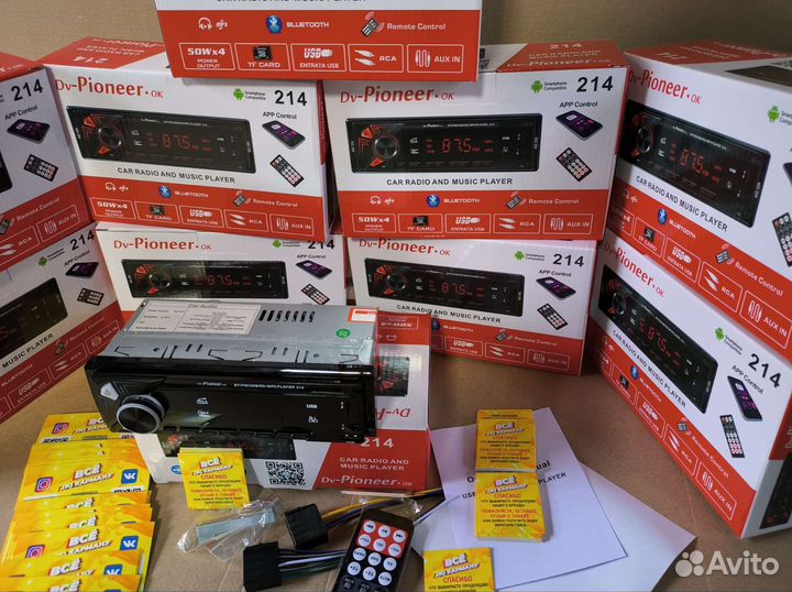 Магнитола в авто Pioneer ok 214 DV-1786 Bluetooth