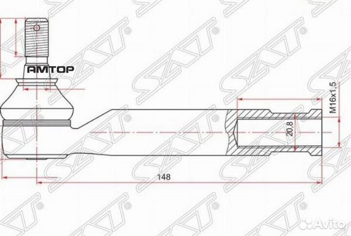 SAT ST-45046-29425 Наконечник рулевой toyota avens