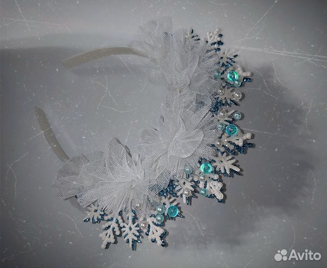 Новогодний ободок для девочки снежинка корона