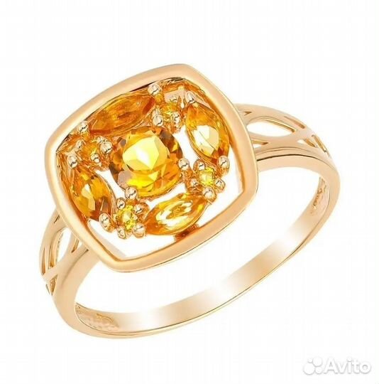 Стильное сер.кольцо с 5-ю Цитринами и 4 Кварца