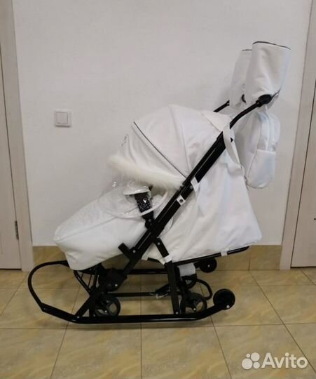 Санки-коляска Pikate Снеговик NEW белый