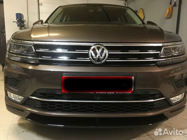 Передняя губа для VW Tiguan (mk2) (пластик)