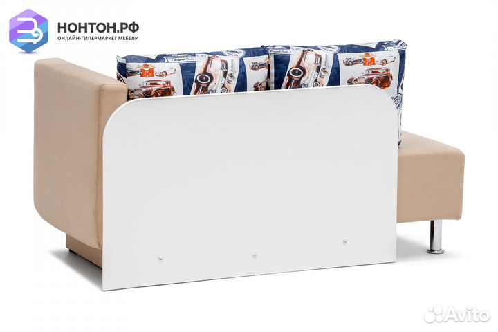 Кушетка еврокнижка Леон бежевая / синяя