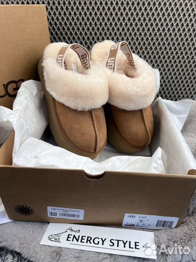 Тапочки Ugg Funkette Suede Platform Chestnut